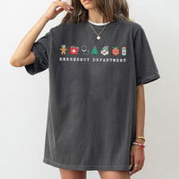 Festive Medical ER Graphic Tee, Emergency Department Christmas T-Shirt, Hospital Staff Nurse Holiday Shirt, Adorable Xmas Doctor Graphic Tee