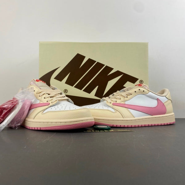 Low Top Sneakers, White Pink Colorway, Reverse Hook Design, Lace Up Design, Casual Gift for Sneaker Fans