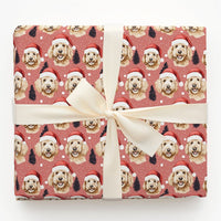 Dog Santa Hat Holiday Gift Wrap, Goldendoodle Christmas Wrapping Paper, Adorable Puppy Xmas Wrapping Paper, Dog Lover Winter Gift Wrap Roll