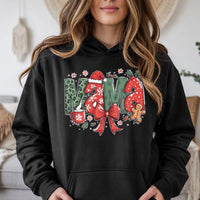 Festive Holiday Mama Sweatshirt, Retro Leopard Print Christmas Mama Hoodie, Adorable Comfy Mom Hooded Pullover, Xmas Winter Mama Hoodie Present