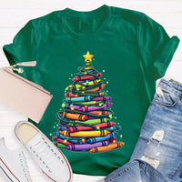Holiday Graphic Tee, Christmas Tree Colored Pens T-Shirt, Art Teacher Christmas Shirt, Colorful Pen Xmas Tree Tee, Festive Artist Shirt