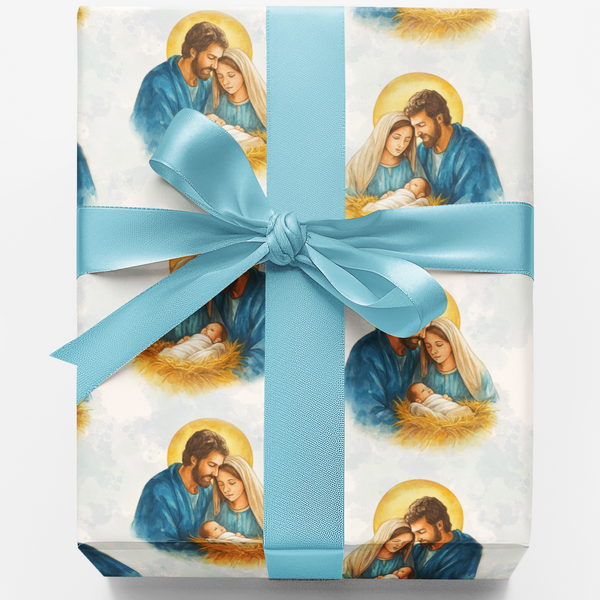 Religious Nativity Design Gift Wrap, Holy Family Wrapping Paper, Christian Christmas Wrapping Paper, Festive Holiday Present 