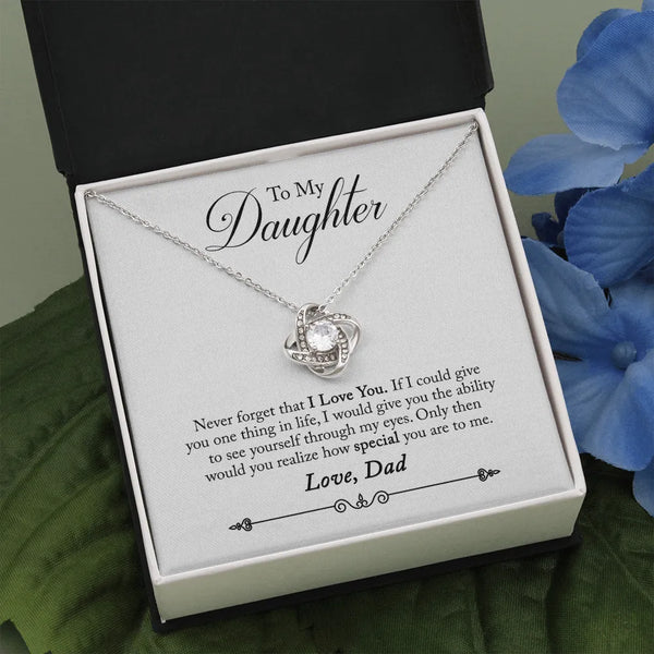 Cubic Zirconia Knot Pendant, Love Knot Necklace for Daughter, Daughter Love Knot Jewelry, Birthday Graduation Christmas Prese