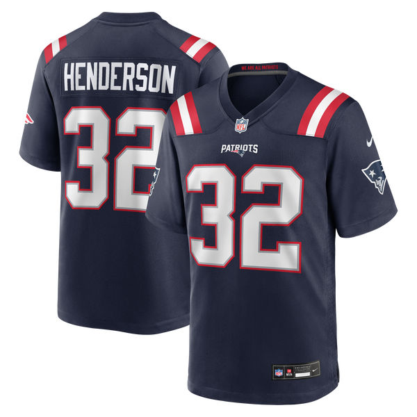 New England Patriots TreVeyon Henderson Navy 2025 NFL Draft Game Jersey