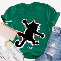 Adorable Holiday Kitty Graphic Tee, Cat Christmas Lights Shirt, Festive Winter Cat T-Shirt, Merry Catmas Animal Lover Shirt, Xmas Holiday Present