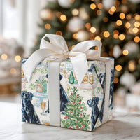 Watercolor Holiday Dog Gift Wrap, Black Labrador Christmas Wrapping Paper, Adorable Pet Pattern Gift Wrapping Paper, Xmas Dog Mom Roll