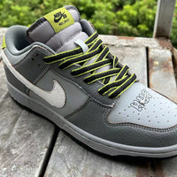 Low Top Sneakers, Gray Yellow Colorway, Lace Up Design, Casual Gift for Sneaker Fans