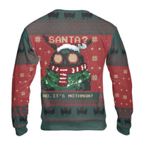 Pixel Art Cryptid Ugly Sweater, Mothman Ugly Christmas Sweater, Spooky Folklore Holiday Sweater, Humorous Xmas Crewneck Sweatshirt Present