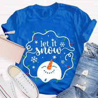 Let It Snow Holiday Graphic Tee, Christmas Lights Snowflakes Snowmen Shirt, Winter Wonderland T-Shirt, Festive Xmas Tee, Adorable Christmas Present