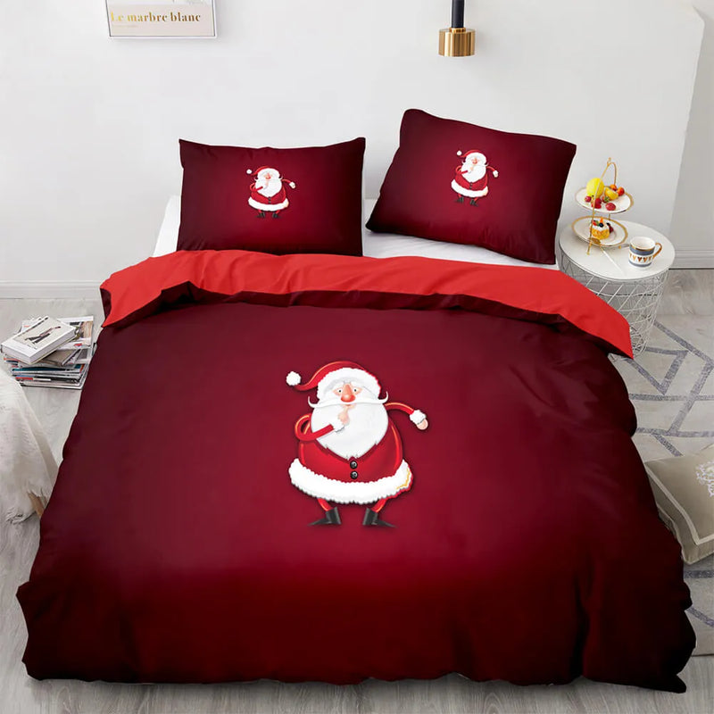 Holiday Bedding Set, Merry Christmas Santa Duvet Cover Set, Santa Claus Microfiber Quilt Cover, Kids Room Decor, Winter Holiday Present