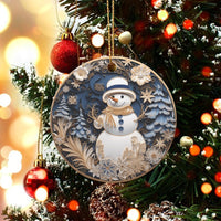 Faux Paper Art Snowman Ornament, Quilled Paper Snowman Christmas Ornament, Winter Holiday Tree Ornament, Ceramic Xmas Tree Decor, Adorable Present