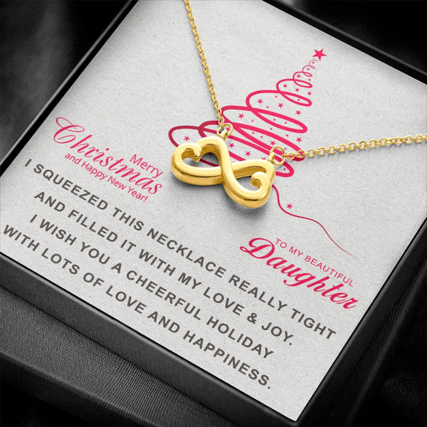 White Gold Finish Heart Pendant Necklace, Infinity Heart Necklace for Daughter, Christmas Holiday Daughter Necklace, Present 