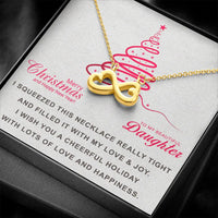 White Gold Finish Heart Pendant Necklace, Infinity Heart Necklace for Daughter, Christmas Holiday Daughter Necklace, Present from Mom