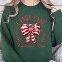 Holiday Ribbon Sweatshirt, Candy Cane Christmas Club Sweatshirt, Festive Winter Sweatshirt, Comfy Xmas Crewneck Sweater, Holiday Party Present