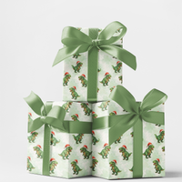 Adorable Dinosaur Gift Wrap, Santa TRex Christmas Wrapping Paper, Dino Holiday Wrapping Paper, Kids Christmas Present Paper, Dinosaur Gift Wrap