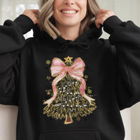 Pink Ribbon Hunting Sweatshirt, Camo Christmas Tree Coquette Bow Hoodie, Trendy Xmas Tree Pullover, Adorable Holiday Country Apparel