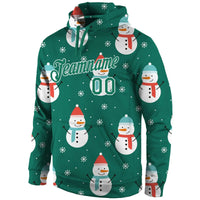 Personalized Holiday Pullover Sweatshirt, Custom Snowman Christmas Hoodie, Custom Team Name Number Fleece Hoodie, Game Day Fan Present