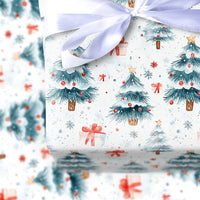 Snowy Pine Tree Gift Wrap, Watercolor Christmas Trees Wrapping Paper, Watercolor Pine Tree Wrapping Paper, Holiday Present Gift Wrap Roll