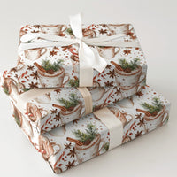 Comfy Winter Mug Gift Wrap, Hot Chocolate Christmas Wrapping Paper, Watercolor Cocoa Holiday Wrapping Paper, Festive Winter Present Paper