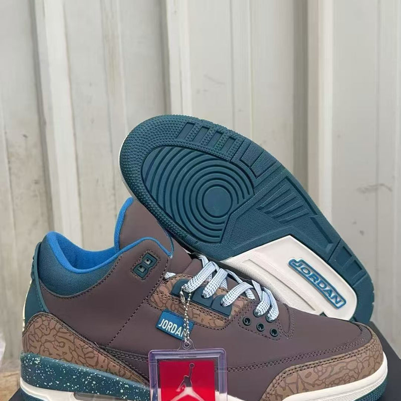 Mid Top Sneakers, Brown Blue Colorway, Lace Up Design, Casual Gift for Sneaker Fans