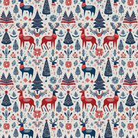 Scandinavian Folk Gift Wrap, Nordic Reindeer Wrapping Paper, Winter Stag Christmas Wrapping Paper, Rustic Holiday Gift Wrap