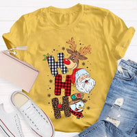 Merry Christmas Vibes Graphic Tee, Christmas Reindeer Snowman Santa Claus Shirt, Adorable Holiday Season T-Shirt, Festive Xmas Shirt