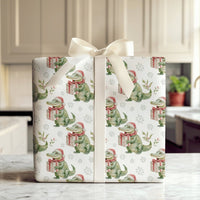 Santa Gator Holiday Gift Wrap, Christmas Alligator Wrapping Paper, Whimsical Reptile Animal Wrapping Paper, Humorous Winter Present Gift Wrap