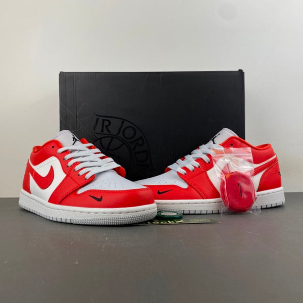 Low Top Sneakers, White Black Red Colorway, Lace Up Design, Casual Gift for Sneaker Fans