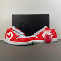 Low Top Sneakers, White Black Red Colorway, Lace Up Design, Casual Gift for Sneaker Fans