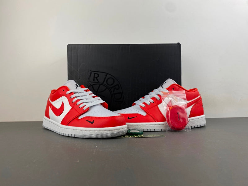 Low Top Sneakers, White Black Red Colorway, Lace Up Design, Casual Gift for Sneaker Fans