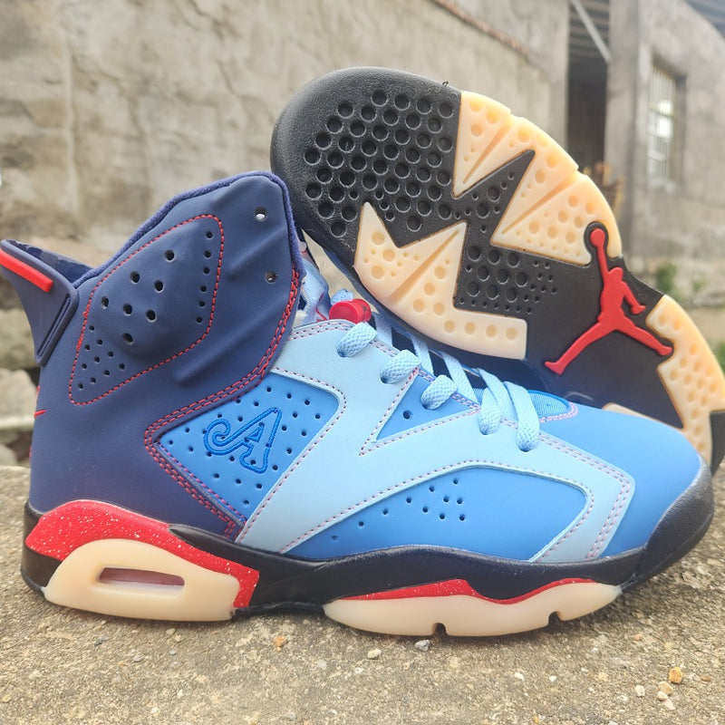 High Top Sneakers, Blue Red Colorway, Lace Up Design, Casual Gift for Sneaker Fans