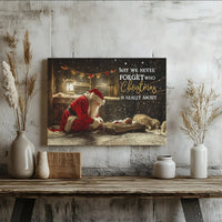 Religious Christmas Canvas Wall Art, Santa Kneeling at Manger Canvas Print, Christian Nativity Canvas Decor, Faith Holiday Home Present