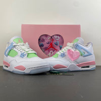 Retro Low Top Sneakers, White Green Pink Colorway, Valentine Design, Lace Up Design, Casual Gift for Sneaker Fans