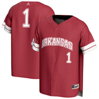 #1 Arkansas Razorbacks Lightweight Collegiate Baseball Fashion Jersey - Cardinal
