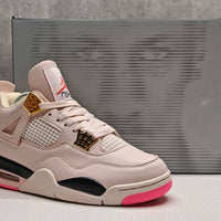 Mid Top Sneakers, Beige Pink Colorway, Lace Up Design, Casual Gift for Sneaker Fans