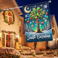 Palmetto Palm Tree Holiday Yard Flag, South Carolina Christmas Garden Flag, Double-Sided Coastal Winter Lawn Flag