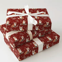 Watercolor Woodland Animal Gift Wrap, Winter Fox Wrapping Paper, Christmas Fox Holiday Paper, Red Fox Present Wrap, Adorable Woodland Gift Wrap