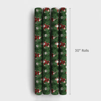 Dark Green Sports Gift Wrap, Soccer Santa Christmas Wrapping Paper, Holiday Soccer Wrapping Paper, Football Coach Athlete Gift Wrap Roll
