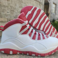 High Top Sneakers, White Red Colorway, Lace Up Design, Casual Gift for Sneaker Fans