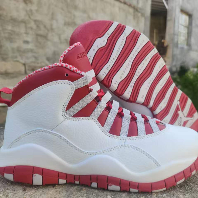 High Top Sneakers, White Red Colorway, Lace Up Design, Casual Gift for Sneaker Fans