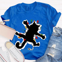 Adorable Holiday Kitty Graphic Tee, Cat Christmas Lights Shirt, Festive Winter Cat T-Shirt, Merry Catmas Animal Lover Shirt, Xmas Holiday Present