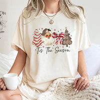 Coquette Bow Holiday Graphic Tee, Retro Santa Leopard Print Christmas Tree T-Shirt, Trendy Western Xmas Shirt, Adorable Festive Present