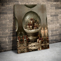 Holiday Presents Candle Wall Art, Vintage Christmas Snow Globe Canvas Art, Winter Festive Canvas Decor, Xmas Home Present