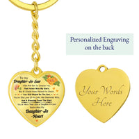 Sentimental Rose Heart Pendant Keyring, Daughter-in-Law Keychain, Meaningful Birthday Present for Her, Christmas Family Keepsake Keychain