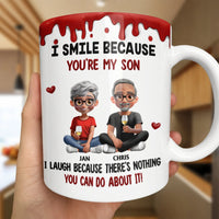 Humorous Son Ceramic Mug, I Smile Because You're My Son Mug, Humorous Son Coffee Mug, Birthday Christmas Present for Son from Mom