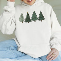 Minimalist Pine Trees Holiday Sweatshirt, Christmas Tree Hoodie, Festive Winter Hooded Pullover, Adorable Christmas Hoodie Present for Her Him