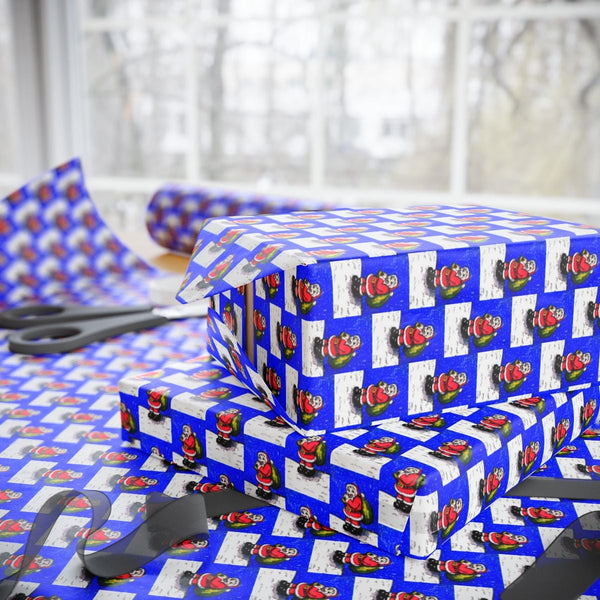 Monocle Santa Claus Gift Wrap, Top Hat Santa Wrapping Paper, Whimsical Christmas Wrapping Paper, Vintage Holiday Gift Wrap Ro