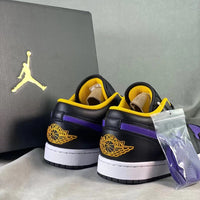 Low Top Sneakers, Black Yellow Purple Colorway, Lace Up Design, Casual Gift for Sneaker Fans