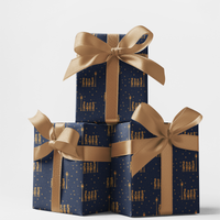 Navy Blue and Gold Choir Gift Wrap, Christmas Carolers Wrapping Paper, Holiday Caroling Gift Wrap Paper, Seasonal Winter Wrapping Paper