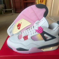 Mid Top Sneakers, White Pink Colorway, Lace Up Design, Casual Gift for Sneaker Fans